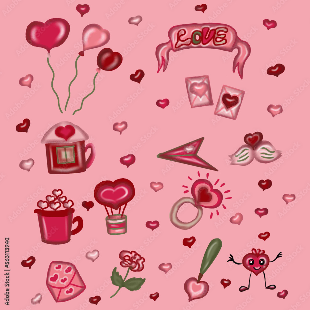 pattern with boxes and hearts pattern with boxes and hearts