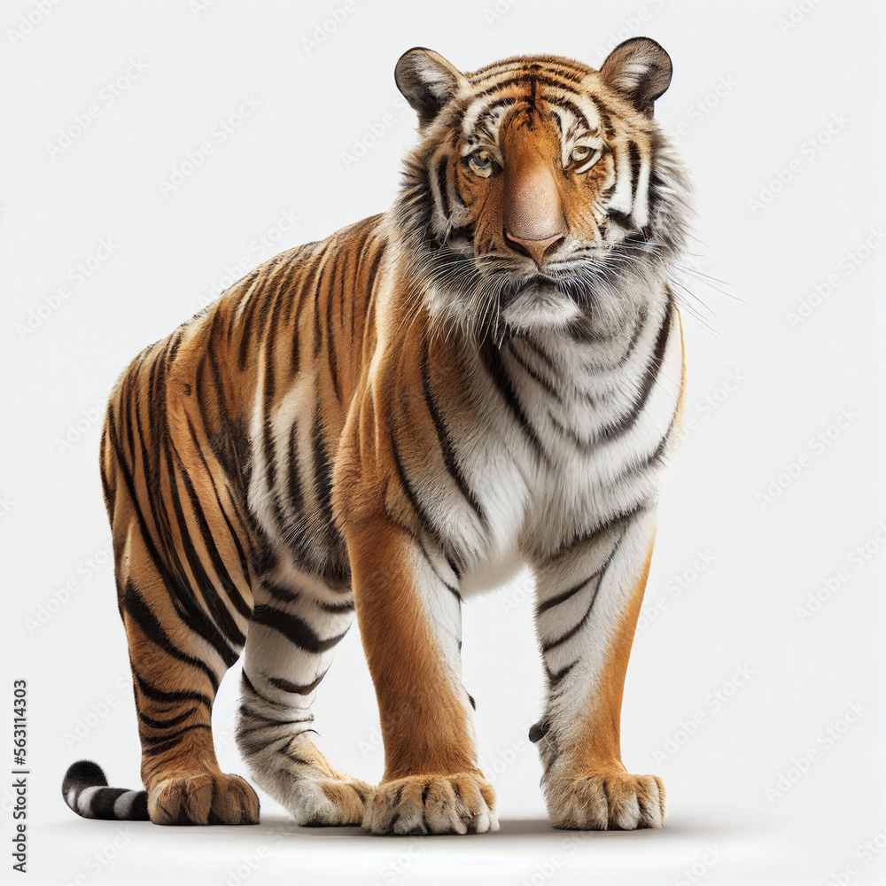 Bengal Tiger full body image with white background ultra realistic




