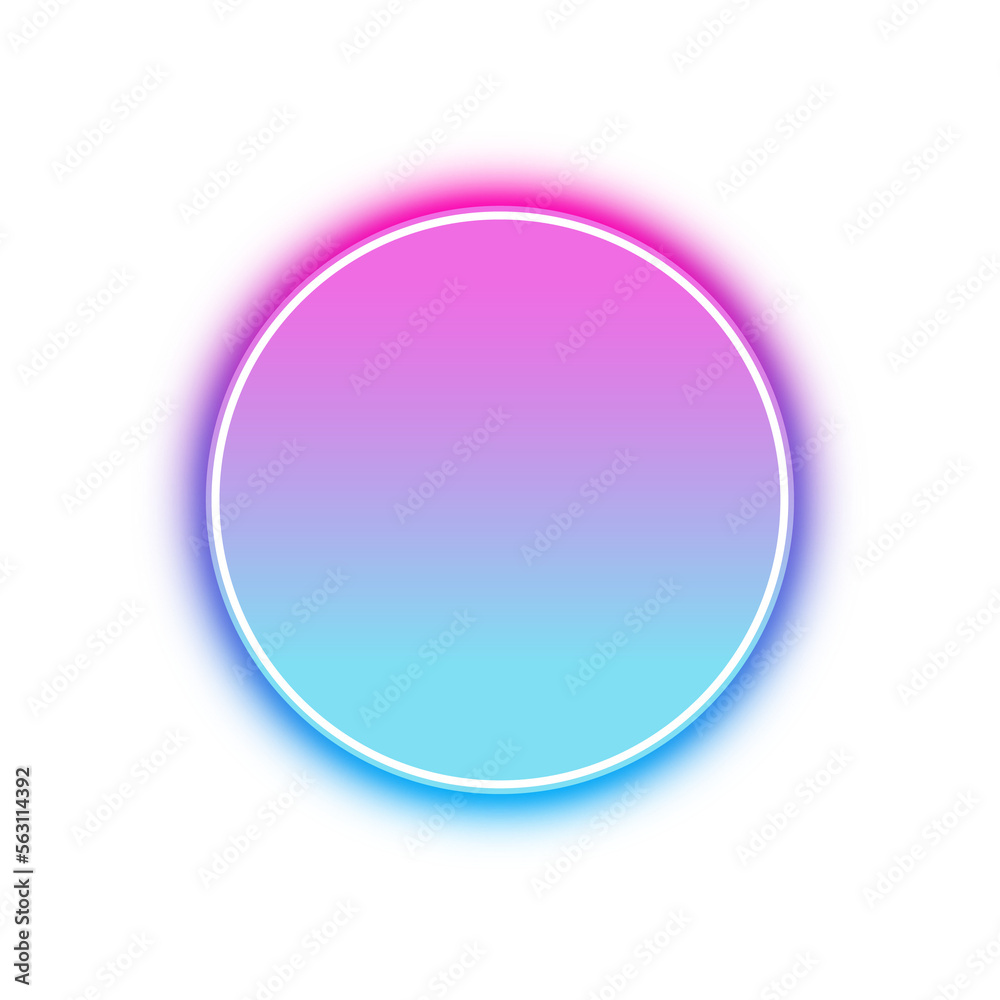 Neon circle ring frame glowing in blue and pink light Neon circle ring frame glowing in blue and pink light