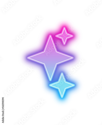 Neon stars glowing in blue and pink light