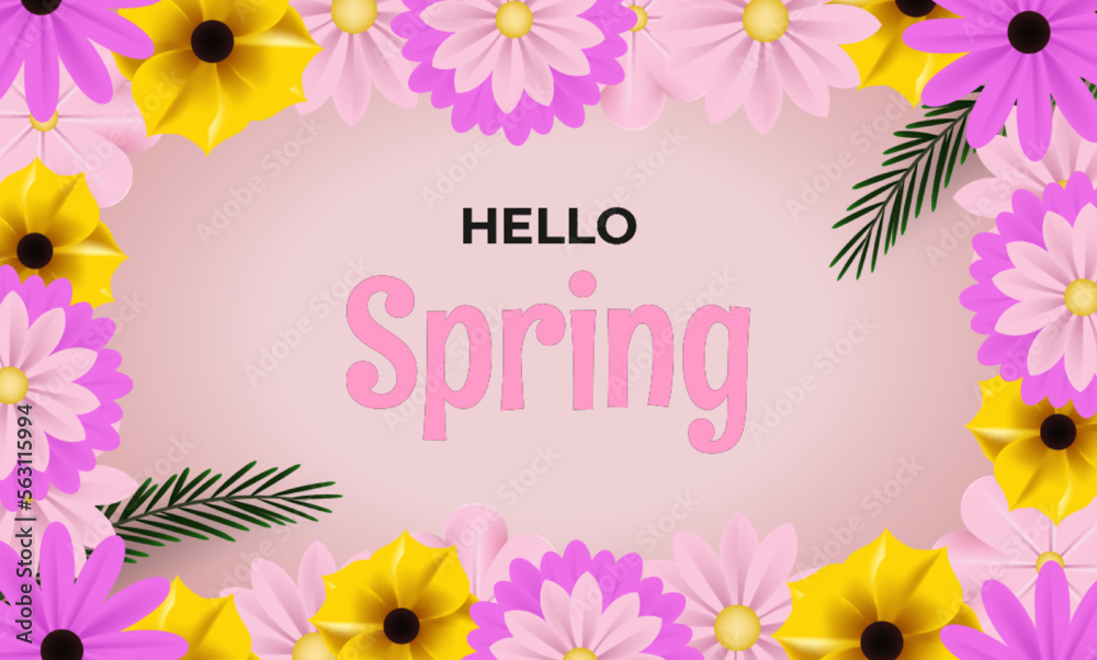 realistic design hello spring background