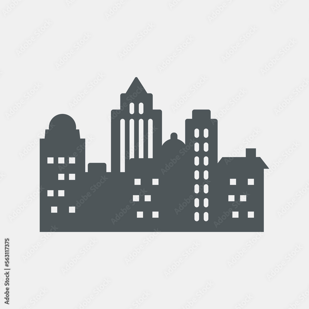 Flat city town house quality vector illustration cut