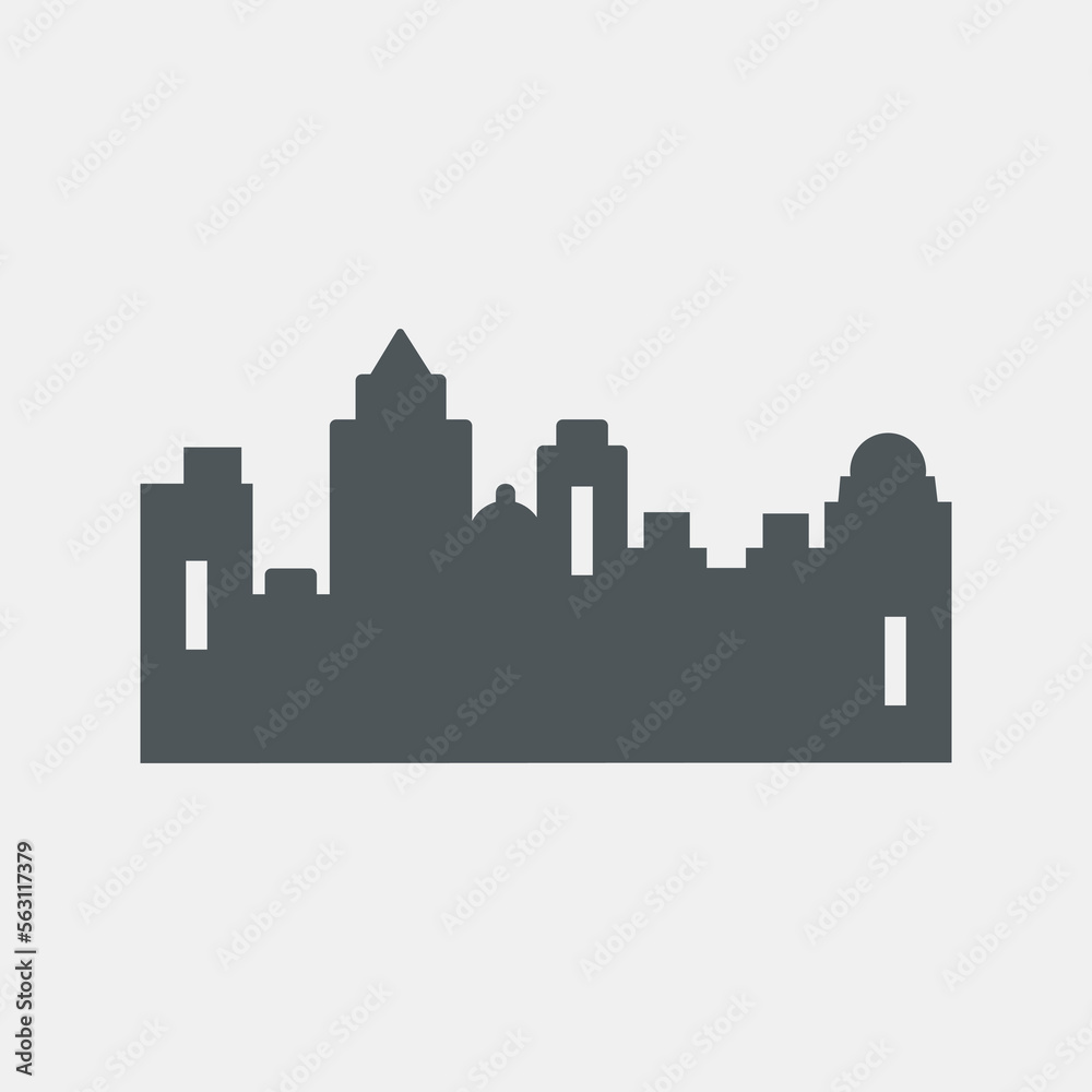 Flat city town house quality vector illustration cut