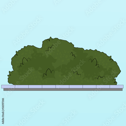 bush from green leaves, in the sunlight, vector illustration, outline stroke, graphics