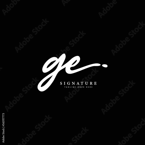 G, E, GE Initial letter handwriting and signature vector logo