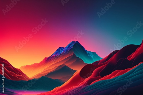 Vibrant colors landscape wallpaper created with Generative AI Technology photo