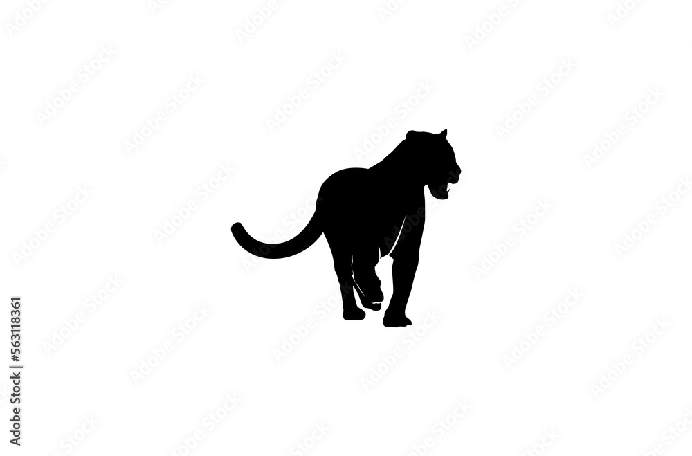 Silhouette of Jaguar Leopard Puma Lion Panther Cheetah Tiger logo ...