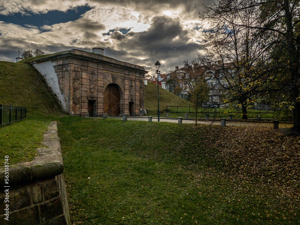 The Piisecka Gate is a former part of the Baroque fortification system of Prague, Czech Republic