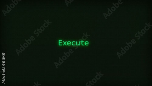 Retro Computer Coding Text Animation Typing Execute, CRT Monitor Style