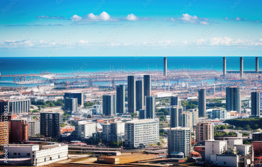 Fototapeta premium port city seaside view , industria. generative ai
