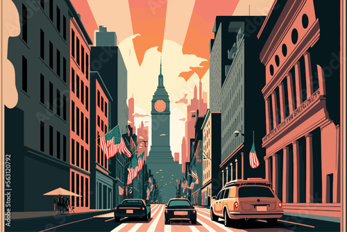 Flat picture of New York City landmarks