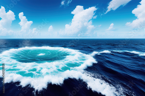 Giant whirlpool in the ocean, fantasy, magic. generative ai