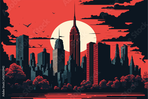 Flat picture of New York City landmarks