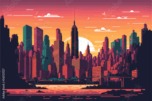 Flat picture of New York City landmarks