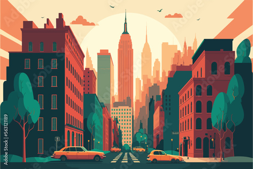Flat picture of New York City landmarks