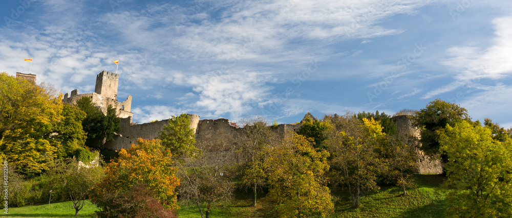 Ruines et murs du château fort