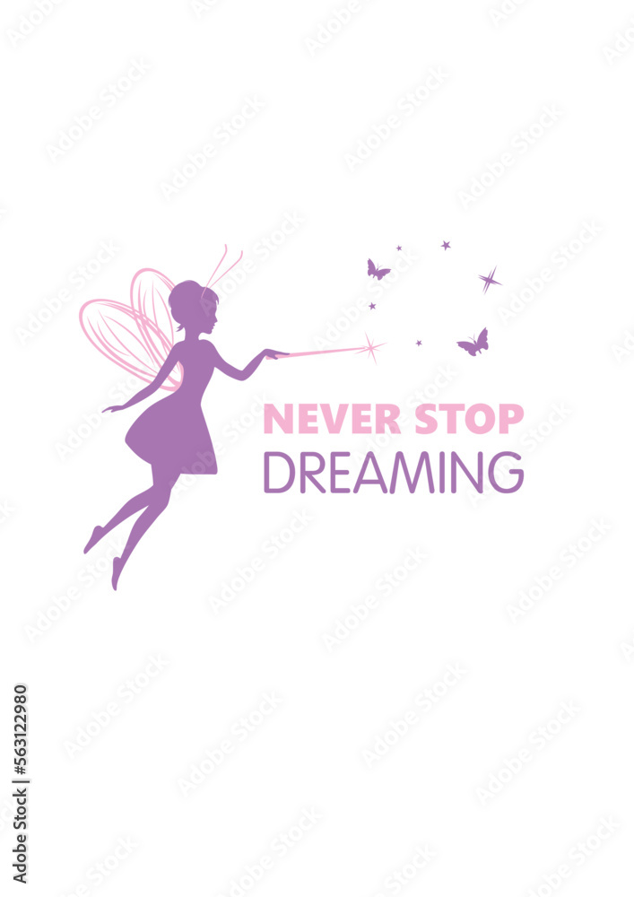 Silhouette of a beautiful fairy. Never stop dreaming Silhouette of a beautiful fairy. Never stop dreaming