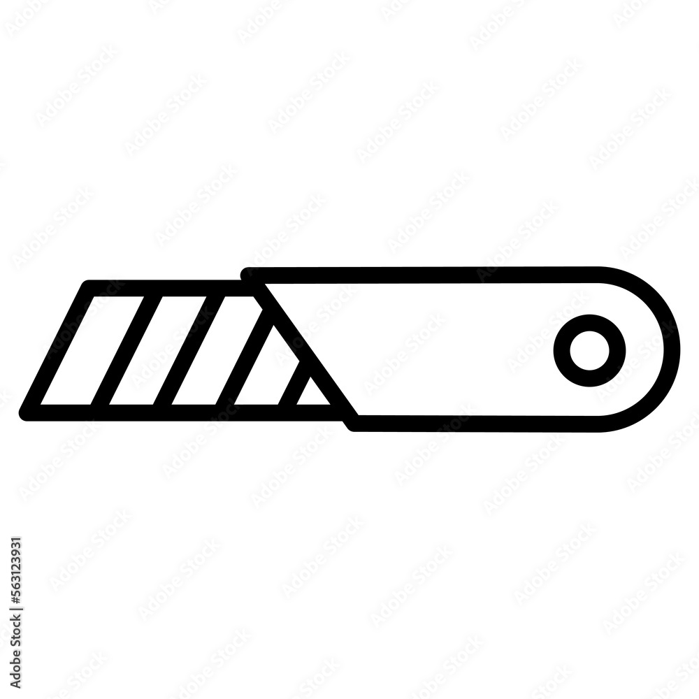 Stationery knife icon line isolated on white background. Black flat thin icon on modern outline style. Linear symbol and editable stroke. Simple and pixel perfect stroke vector illustration Stationery knife icon line isolated on white background. Black flat thin icon on modern outline style. Linear symbol and editable stroke. Simple and pixel perfect stroke vector illustration
