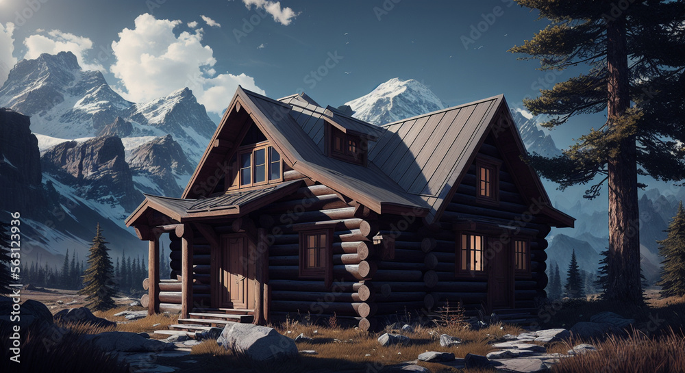A Log Cabin in the florest [Ai Generated]