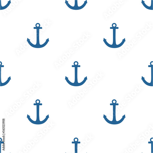 Tile sailor vector pattern with blue anchor on white background for seamless decoration wallpaper