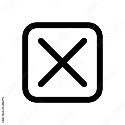 Cancel box line icon isolated on white background. Black flat thin icon on modern outline style. Linear symbol and editable stroke. Simple and pixel perfect stroke vector illustration.