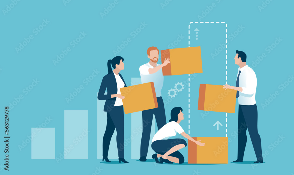 Fototapeta premium Teamwork business concept vector illustration. Together for success