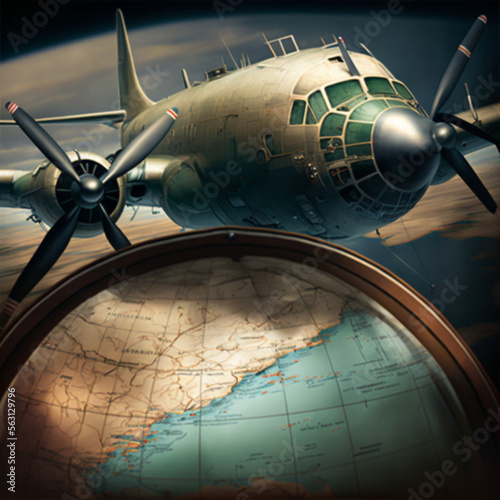 airplane and map
