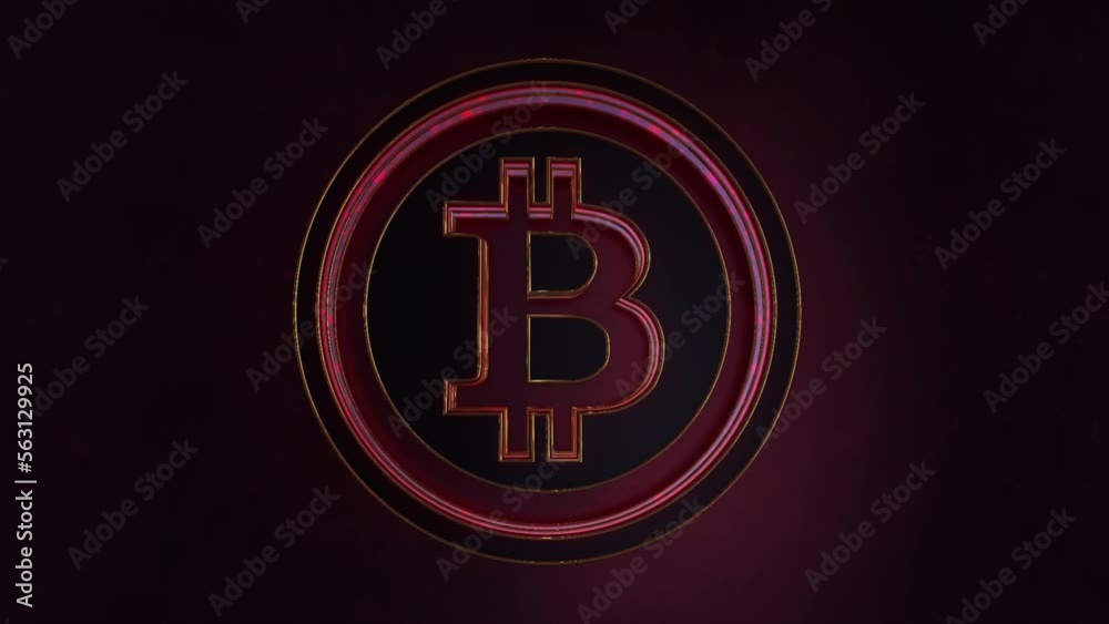 3D Bitcoin Icon Symbol Red Logo Animation Abstract Background 4K