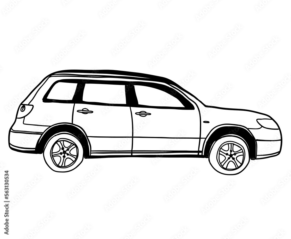 Fototapeta premium Hand drawn sketch car. Abstract vector design concept