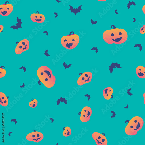 Cute Halloween Pumpkins and Bats