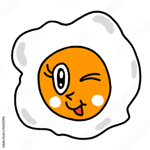 smiling fried egg, character design, cute cartoon isolated , graphic design for presentation, marketing, art, illustration, t-shirt design, cartoon, comic, advertising, online media
