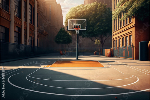 Basketball Sports, Basketball Stadium and Court, Generative ai © Artofinnovation