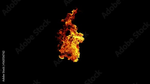 Fire Animation Overlay and alpha matte Graphic Elements. 3d illustration.