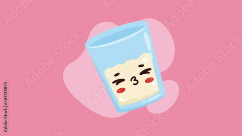 milk glass kawaii character animation