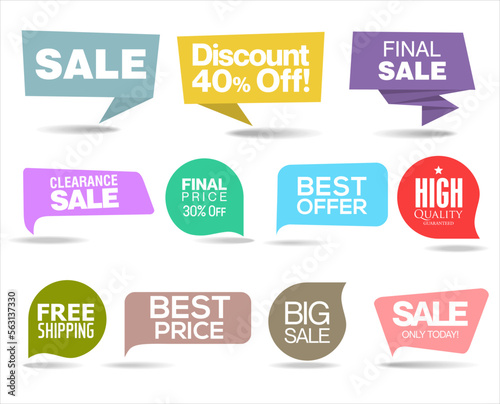 Collection of Modern colorful New note label mark tag 