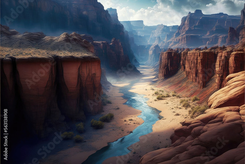 Canvas-taulu Canyon Landscape - Generative AI