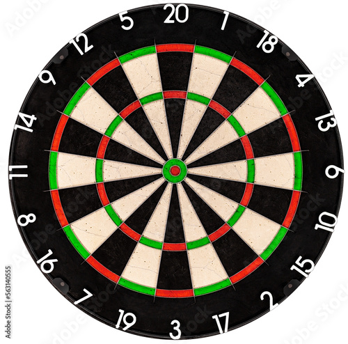 professional sisal steel bristle dartboard isolated white background. dart game sport hobby leisure time concept photo