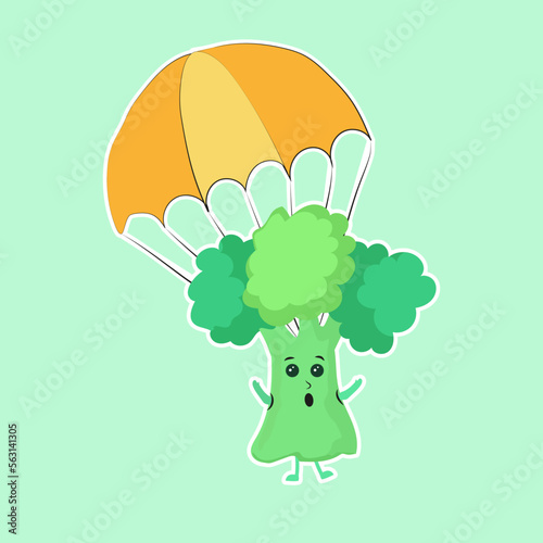 stickers green broccoli vector illustration
