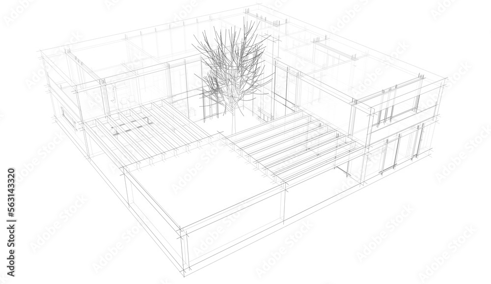 Modern house architectural 3d rendering Modern house architectural 3d rendering