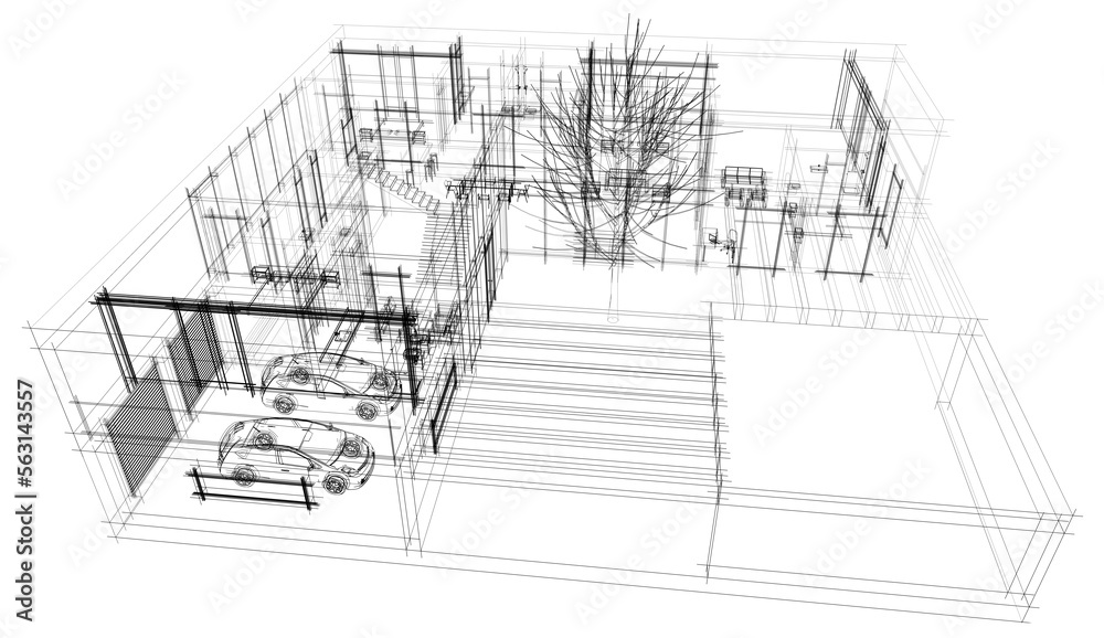 Modern house architectural 3d rendering Modern house architectural 3d rendering
