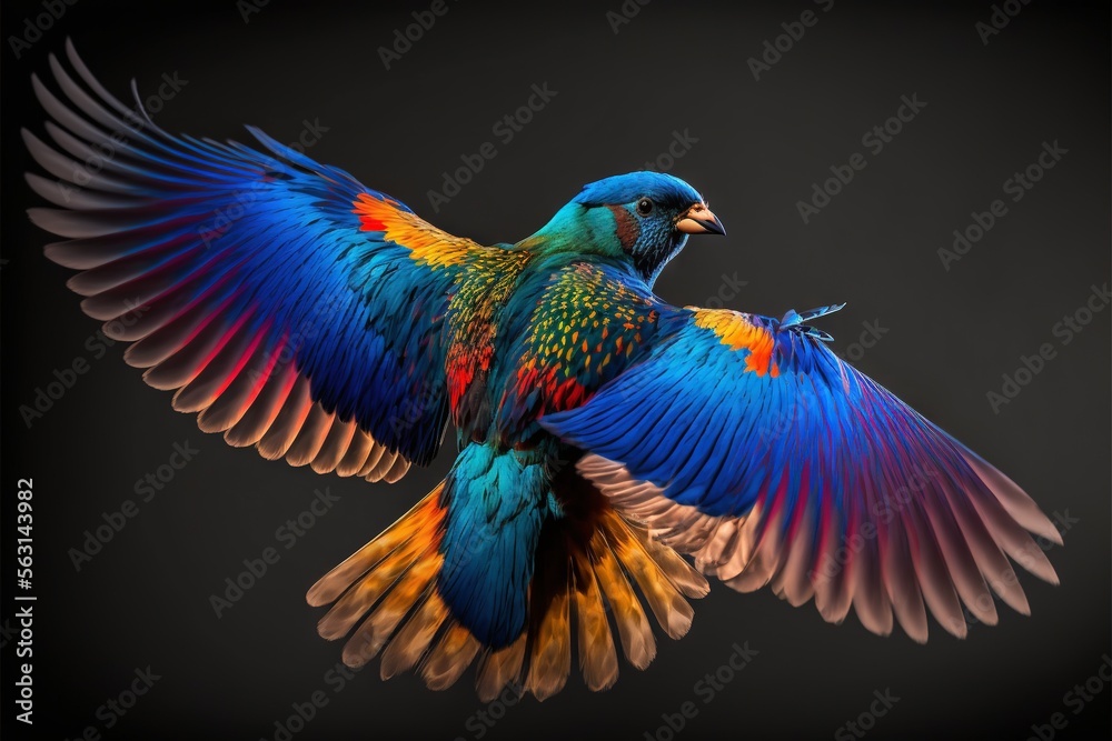 a colorful bird with its wings spread wide open in the air with its wings spread wide open, with