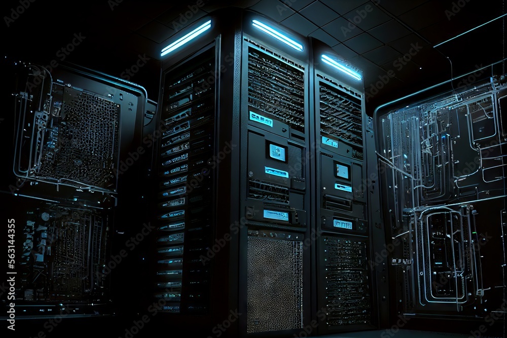 Inside a dark network operating center server room
generative ai Inside a dark network operating center server room
generative ai