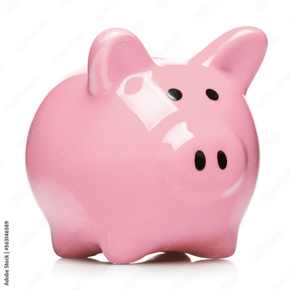 Close-up of pink piggy bank, isolated on white background Close-up of pink piggy bank, isolated on white background