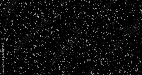 Large and small snowflakes. Isolated falling snow, Alpha, Ethereal, Intense, Storm, 4k, looped animation