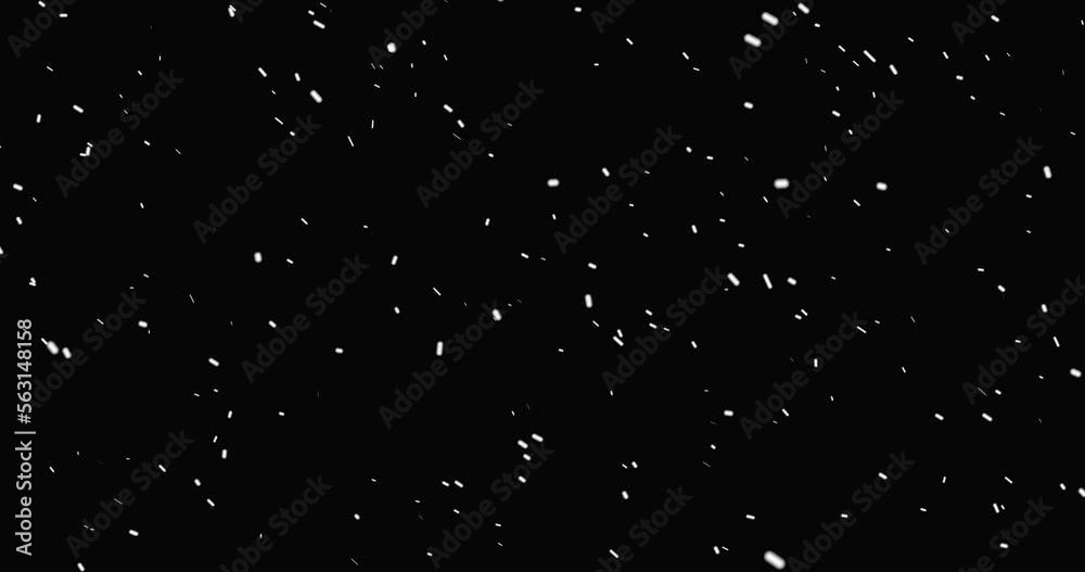 Loopable motion with falling snow isolated on black background in 4K