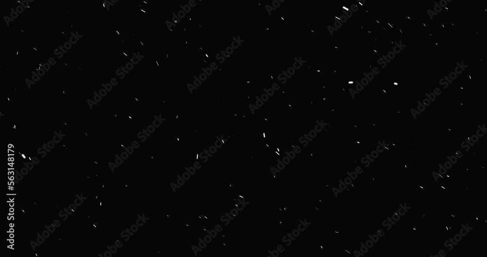 Loopable motion with falling snow isolated on black background in 4K Loopable motion with falling snow isolated on black background in 4K