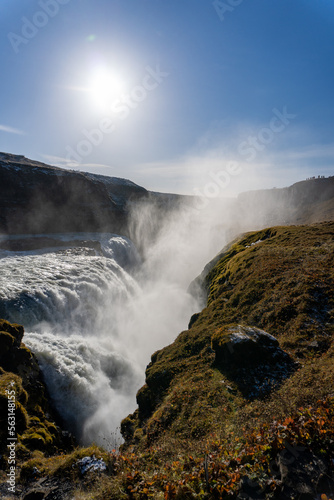 Fototapeta Naklejka Na Ścianę i Meble -  Gullfoss waterfall in Hvítá river canyon in southwest Iceland. Popular falls on the Golden Circle tourism route. 