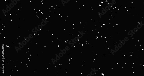  Loopable motion with falling snow isolated on black background in 4K