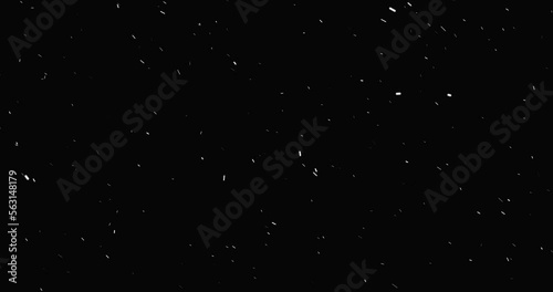  Loopable motion with falling snow isolated on black background in 4K