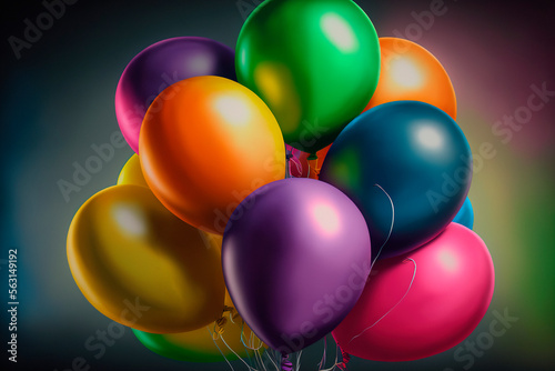 colorful balloons painted background. Generative ai